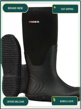 Women's Waterproof Insulated Neoprene Rain Boots Anti-Slip Pull-On Mud Boots